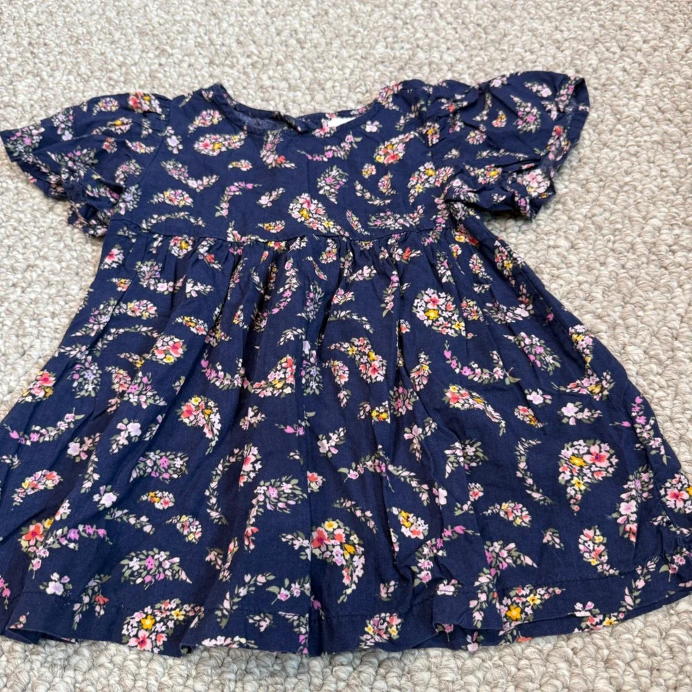 Old Navy Toddler Girls Navy Blue Floral Flutter Sleeve Top Size 3T